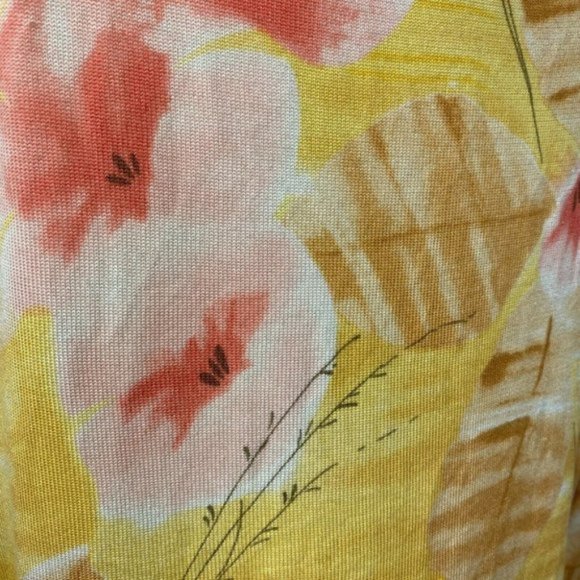 Pendleton Blouse Top L Silk Blend Floral Boatneck Tie 3/4 Sleeve Ribbed‎ Womens - Picture 6 of 9